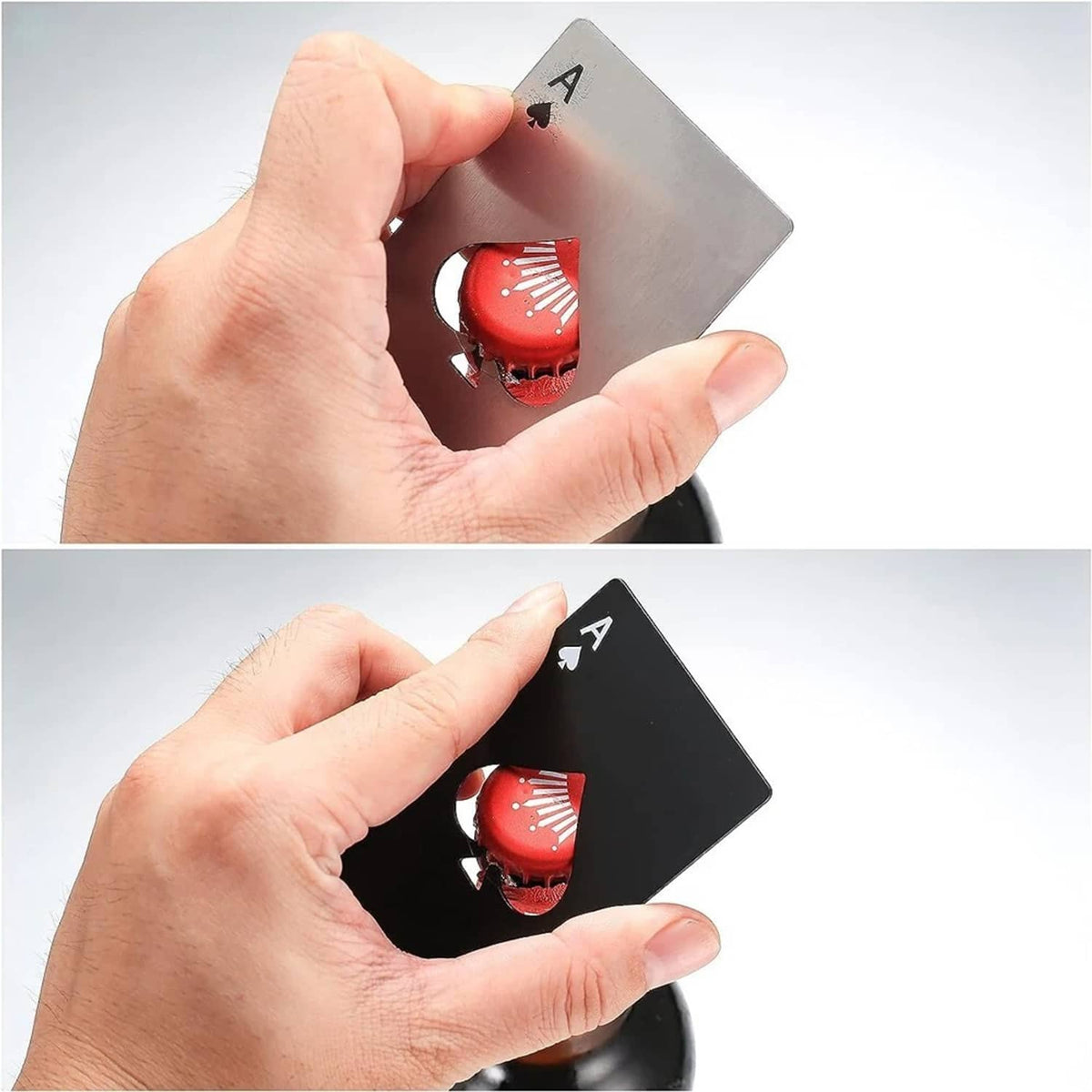 Solid Spare 10Pcs Stainless Steel Credit Card Size Casino Bottle Beer Opener Black+Silver