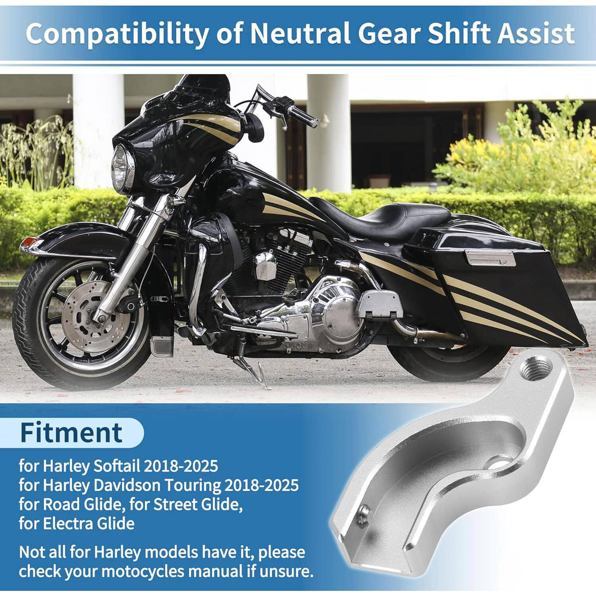 Solidspare Chrome Gear Shift Neutral Assist Bracket For Harley M8 Softail Touring Bagger