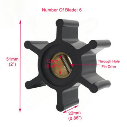 Solid Spare Impeller Kit for Yanmar 128990-42200 X08810B 2GM20 3GM30 3YM20 Jabsco 653-0001