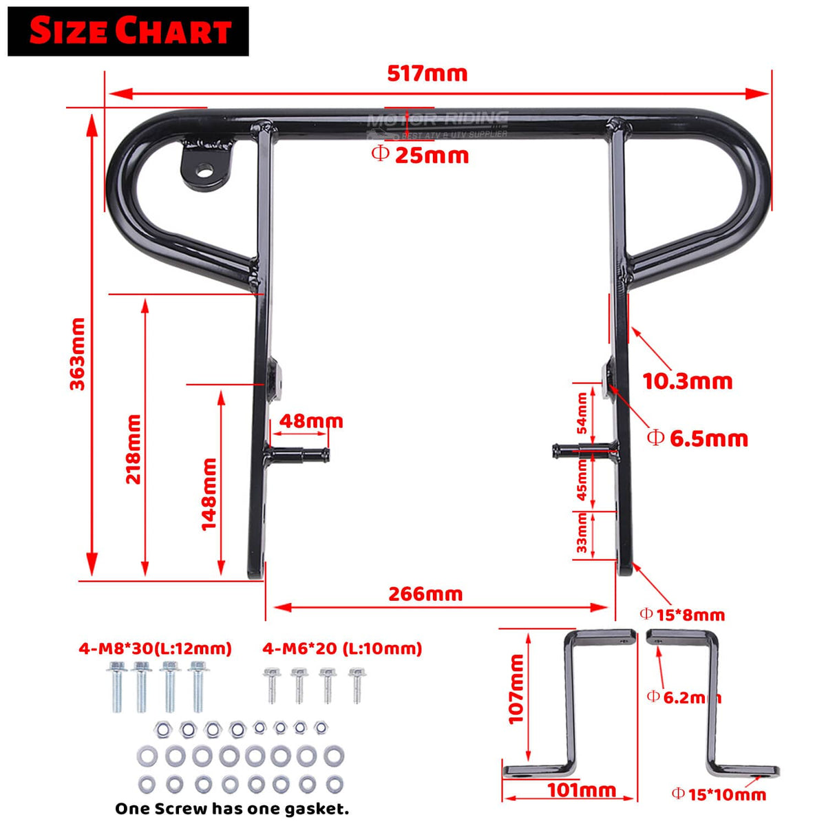 Solidspare Aluminum Rear Bumper For Atv Yamaha Raptor 700 / 700R 2006-2024 Black Grab Bar