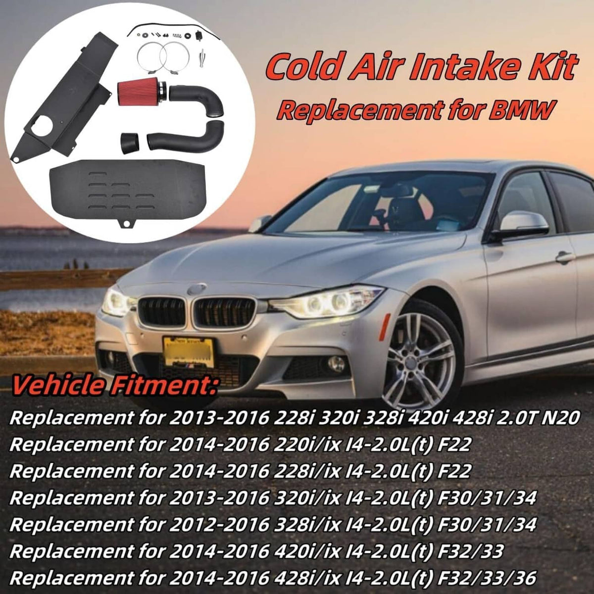 Solidspare Cold Air Intake Pipe System Kit For 12-16 BMW F30 228i 320i 328i 420i 428i 2.0T