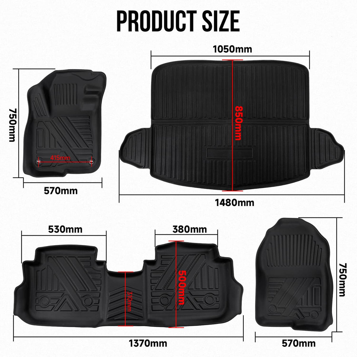 Solidspare Car Floor Mats w/ Cargo Liner For Honda CR-V CRV 2017 2018 2019 2020 2021 2022