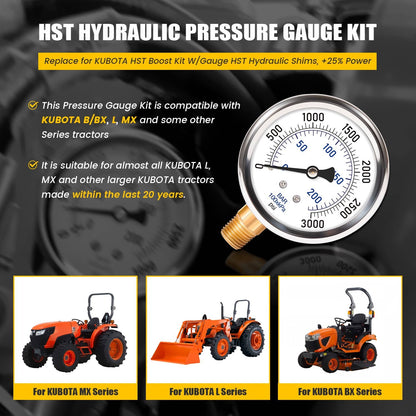 Solidspare Replace for KUBOTA HST Boost Kit W/Gauge HST Hydraulic Shims Fit for KUBOTA MX