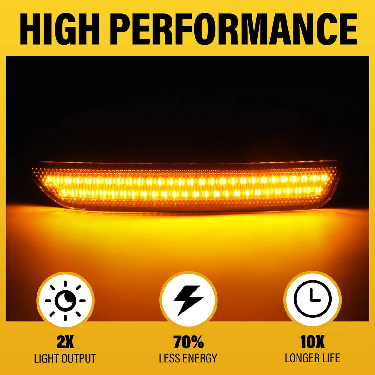 Solid Spare 2XLED Front Bumper Side Marker Light Smoke Lens Amber For Ford Mustang 2010-2014