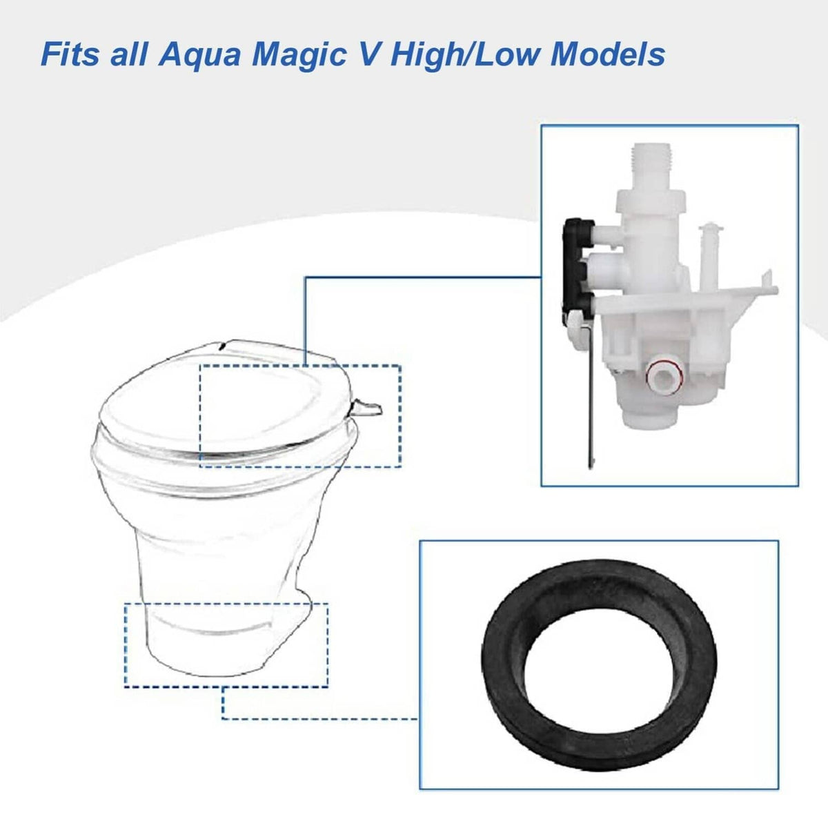Solidspare Upgraded For RV Thetford Aqua Magic V Toilet Water Valve Replacement Part# 31705