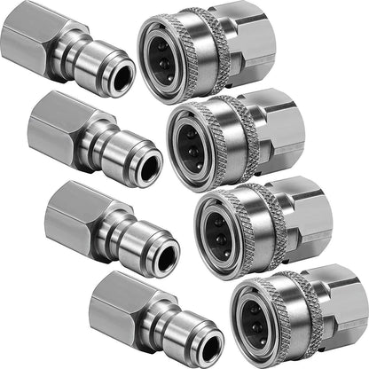 Solidspare 8Pcs NPT 3/8 Inch Stainless Steel Male and Female Quick Connector Kit Pressure