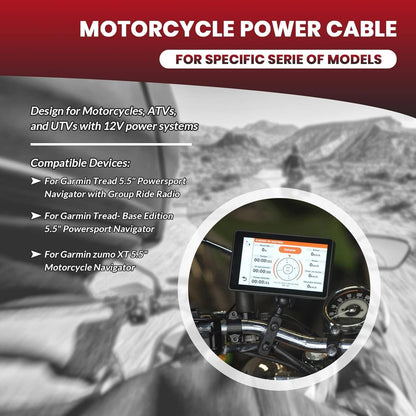 Solidspare 010-12953-03 Motorcycle Power Cable for Garmin Tread and zūmo XT Navigators 5.5"