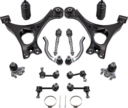 Solidspare 14Pcs Lower Control Arms & Ball Joint Sway Bar Tie Rod For 2006-2011 Honda Civic