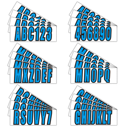 Solid Spare Boat letters and numbers registration stickers 4 Sets of A-Z & 0-9 Blue