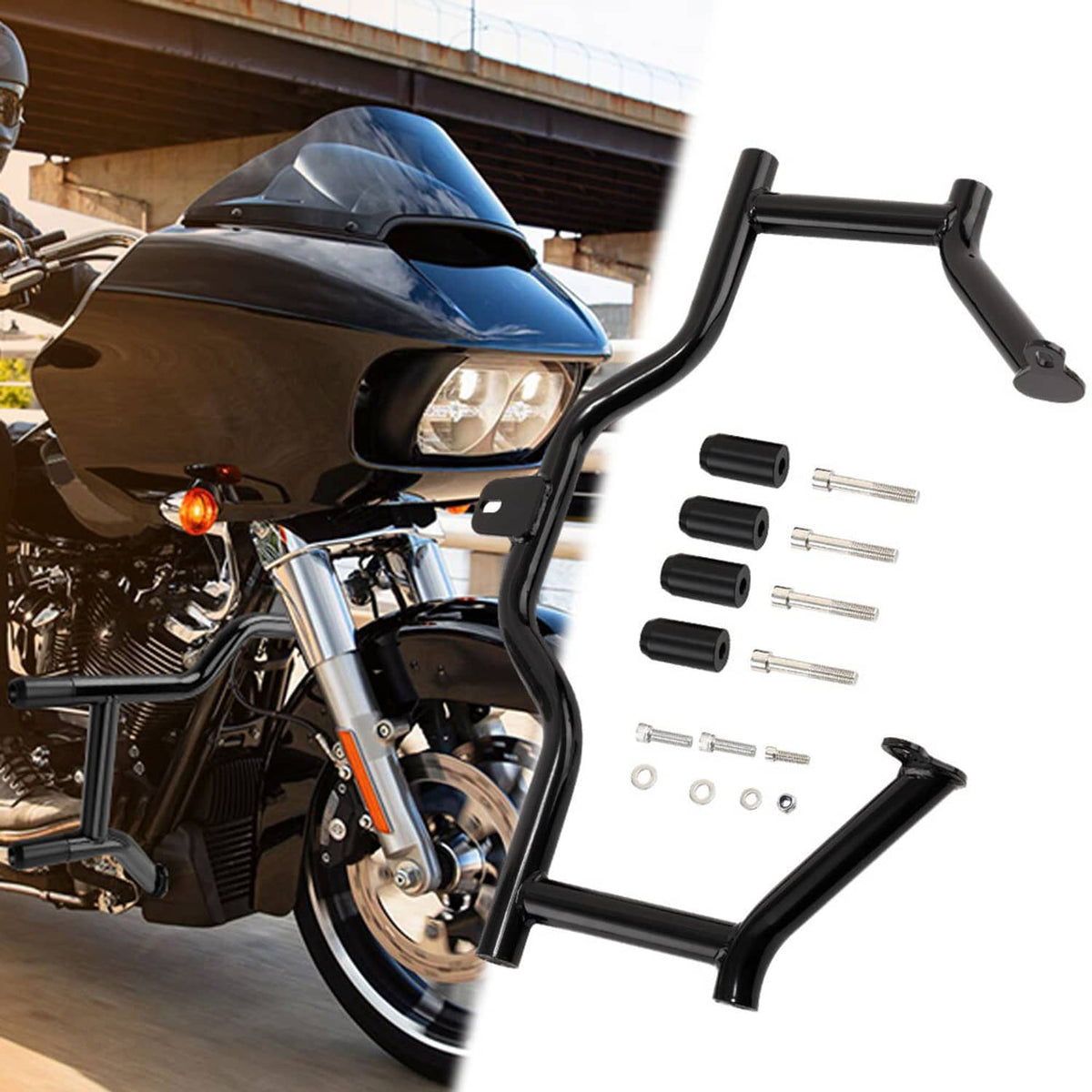 Solidspare 09-25 Front Highway Engine Guard Crash Bar For Harley Touring Street Road Glide