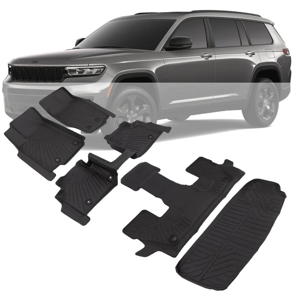 Solidspare All Weather Floor Mats 3 Row + Cargo Liners For Jeep Grand Cherokee L 2021-2025