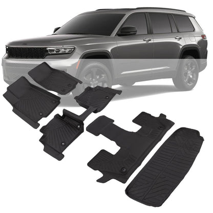 Solidspare All Weather Floor Mats 3 Row + Cargo Liners For Jeep Grand Cherokee L 2021-2025