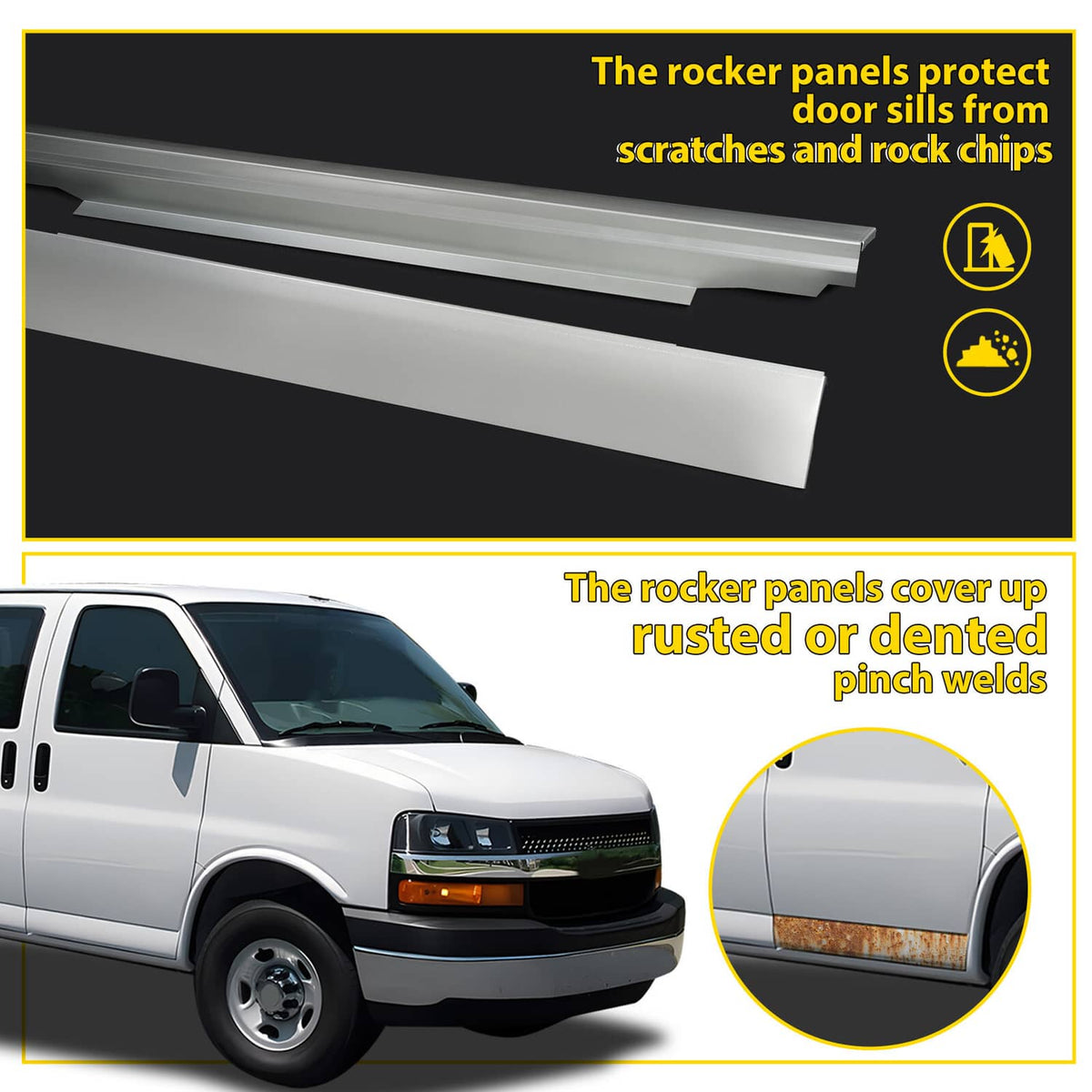 Solid Spare For Chevy Express GMC Savana 1996-2014 Front Door Outer Rocker Panel Left Right