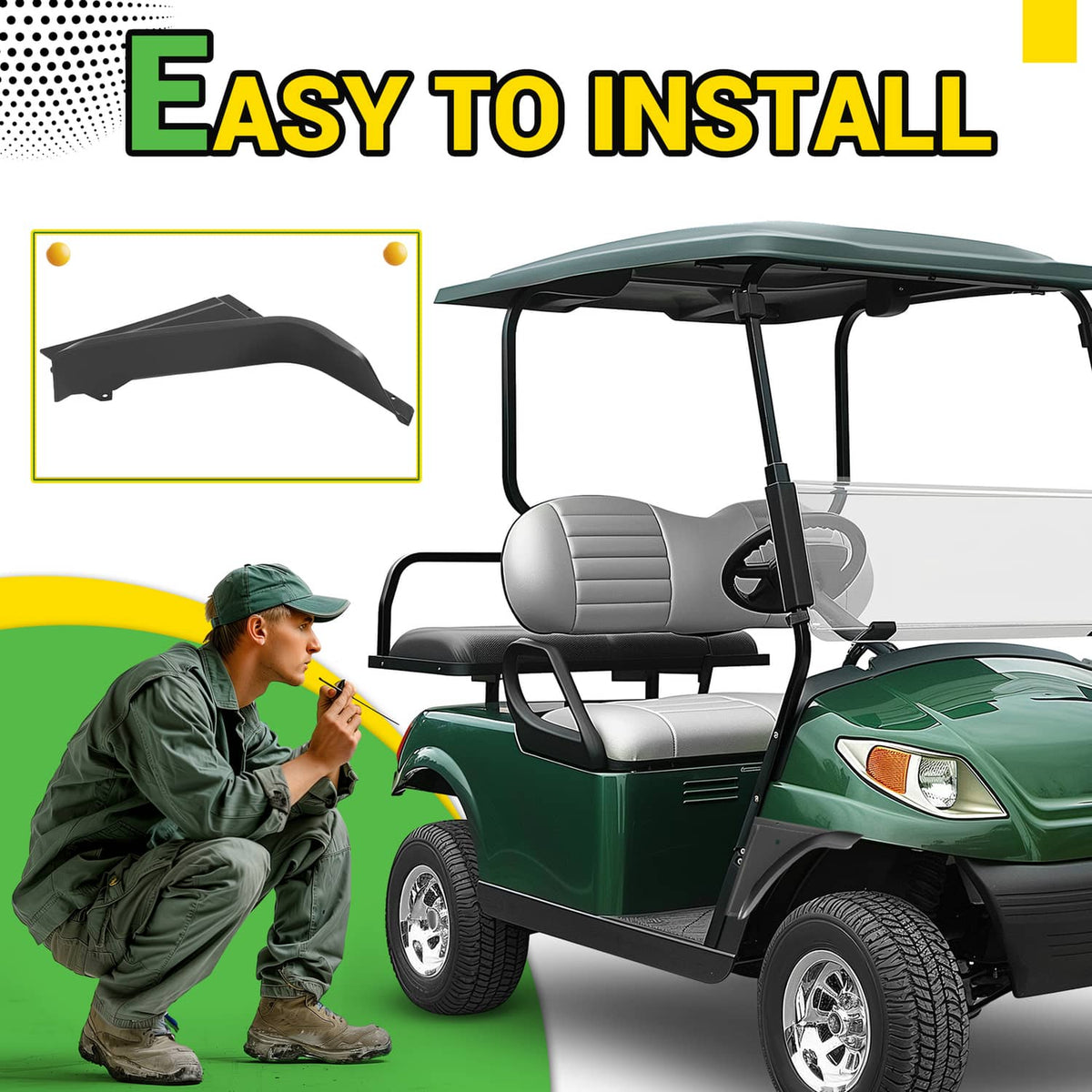 Solidspare Golf Cart Front Passenger Side Fender Flare Set For EZGO ST MPT Workhorse 99-13
