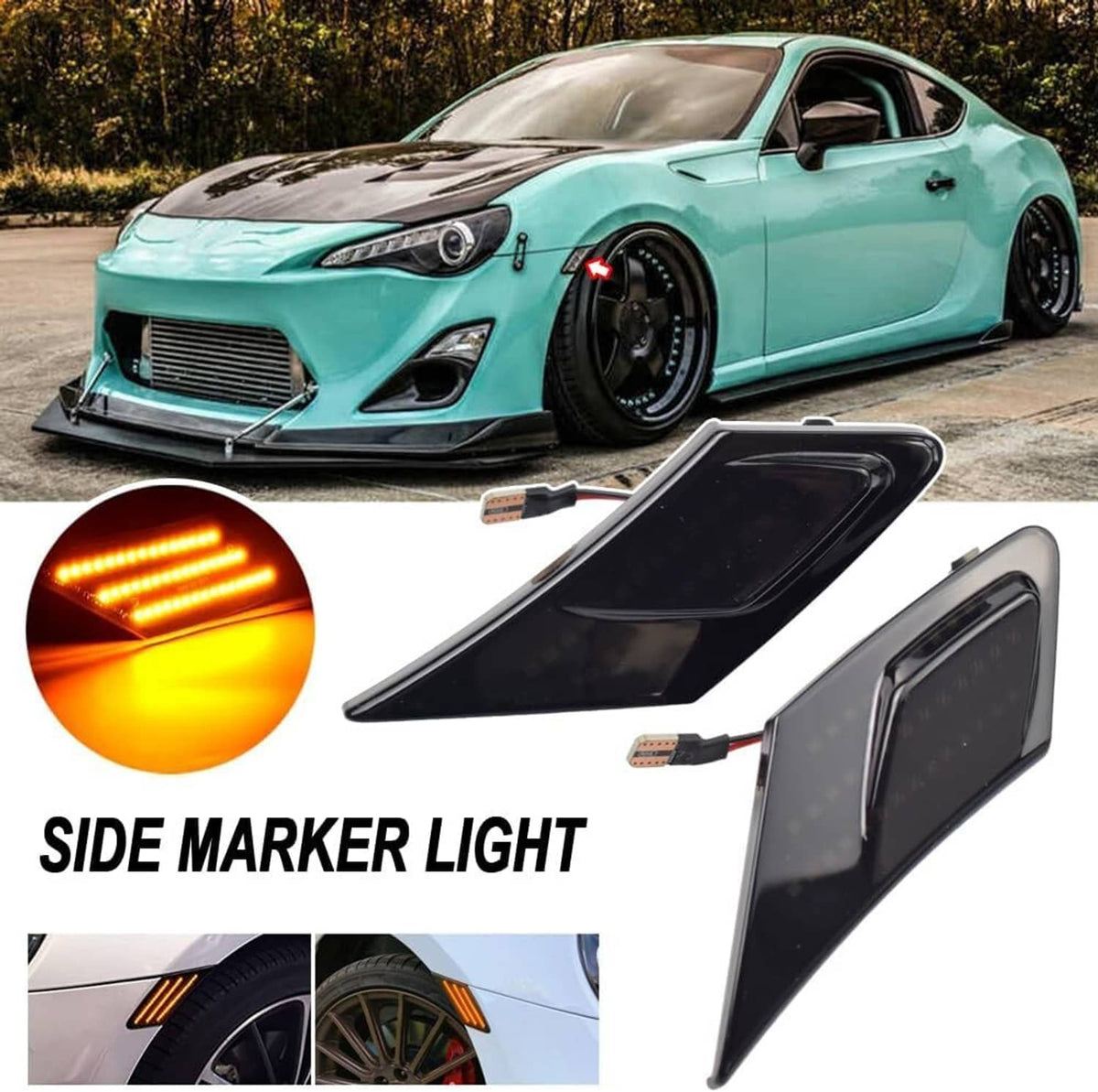 Solid Spare 2x Smoked LED Side Marker Turn Signal Lights For Subaru BRZ Scion FRS 86 Toyota