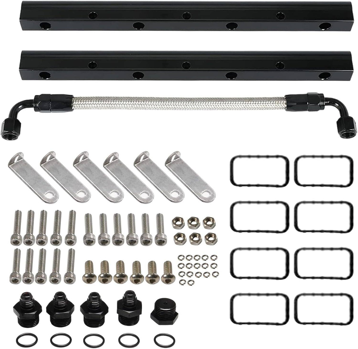 Solidspare Black Billet Fuel Rail Kit Intake Manifold & Hardware for LS LS1 LS2 LS3 LS6 New