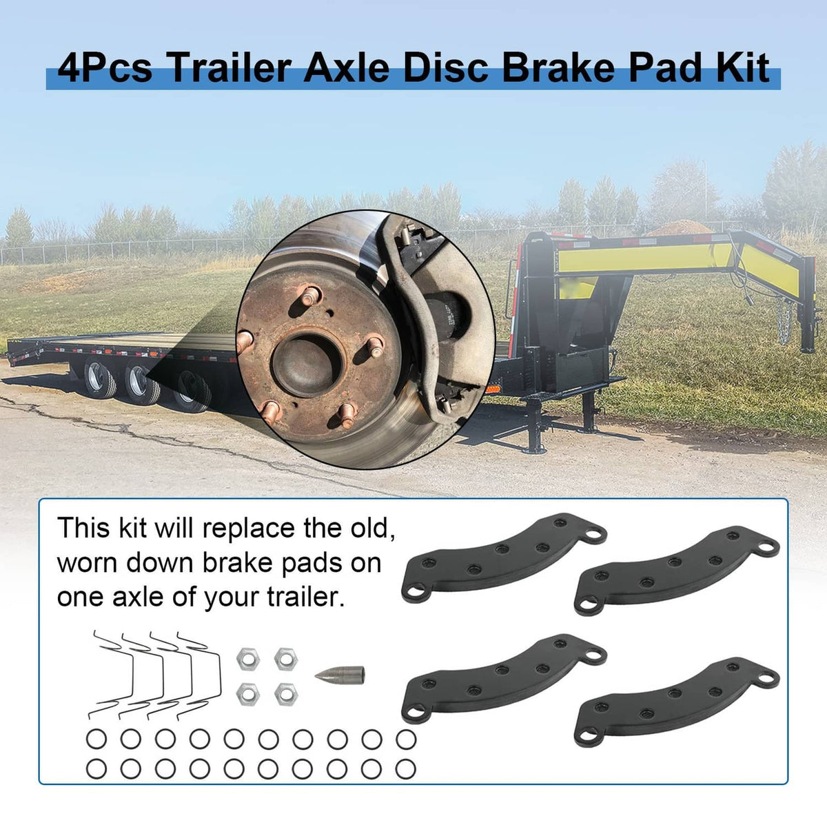 Solidspare Trailer Brake Rotor & Pads 070-006-01, K71-180-00 For Dexter 10K-12K Hydraulic