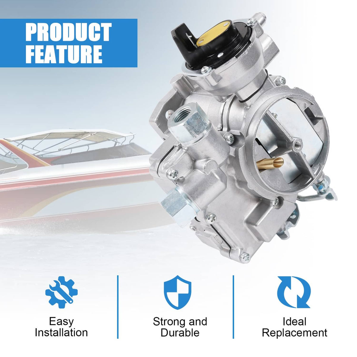 Solidspare Marine Carburetor W/Gasket for Mercruiser 2 Barrel 2.5/3.0L 4CYL W/Long Linkage
