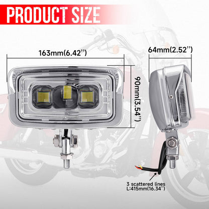 Solidspare Universal 10mm Front Motorcycle Square Headlight For Harley Honda Suzuki Chopper