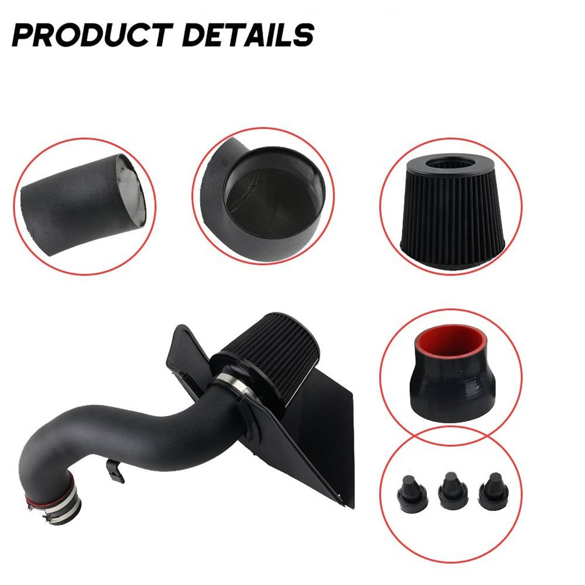 Solidspare Cold Air Intake & Heat Shield Kit w/Filter For 2015-2020 VW Golf GTi R 1.8T 2.0T