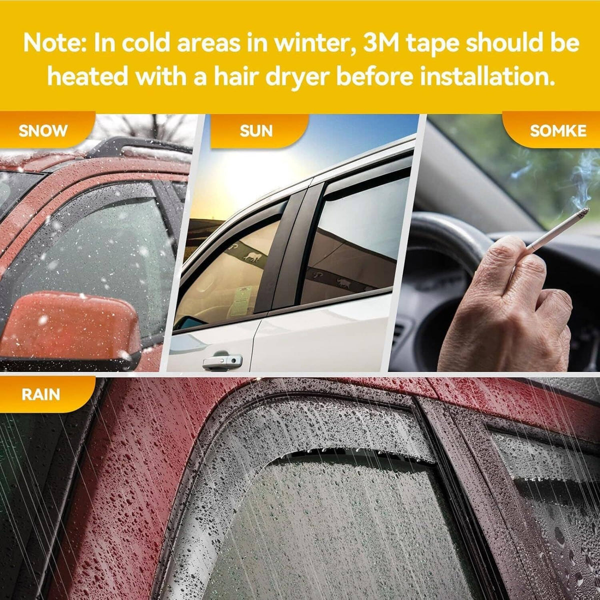 Solidspare Window Visors Rain Sun Guard for 99-06 Chevy Silverado GMC Sierra Extended Cab