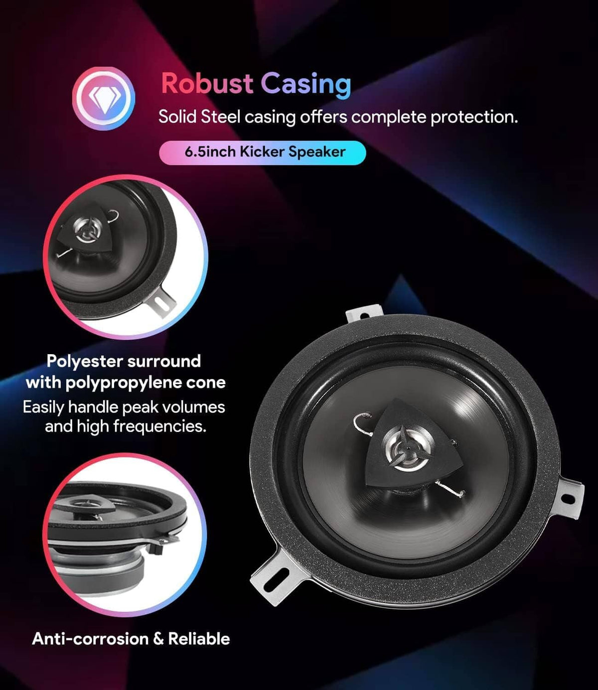 Solid Spare 4 Pack Replace for Kicker Speaker 2007-2018 Jeep Wrangler JK JKU,77KICK10, 6.5in