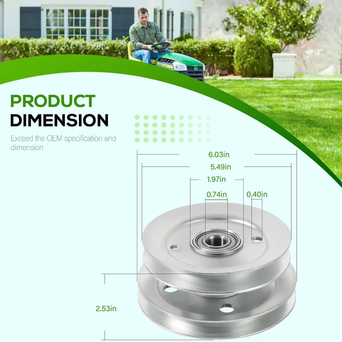 Solid Spare For John Deere AM133924 Double Deck Tightener Pulley GX255 GX325 GX345 GX355