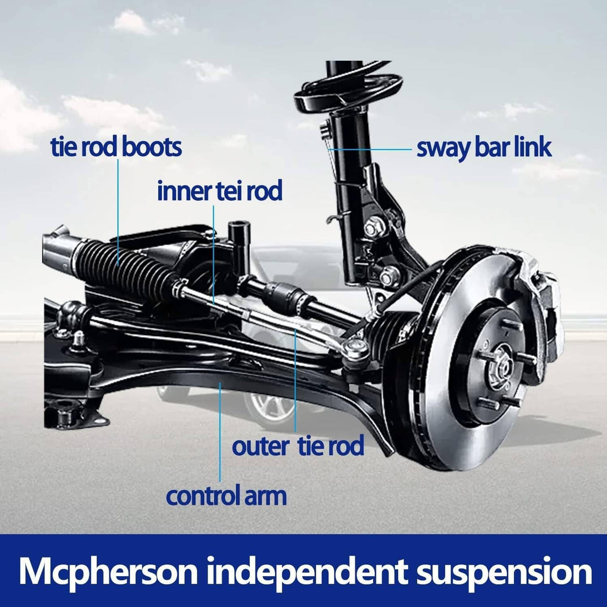 Solidspare Front Lower Control Arms Ball Joint Sway Bars Tie Rods For 2006-2011 Honda Civic