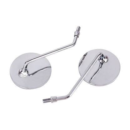 Solidspare 2Pcs Motorcycle Rearview Mirror Set M10/10mm Chrome Round Shape (Classic Style)
