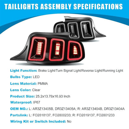Solidspare For 2010-2014 Ford Mustang Full LED w/ Sequential Tail Lights Black Brake Lamps