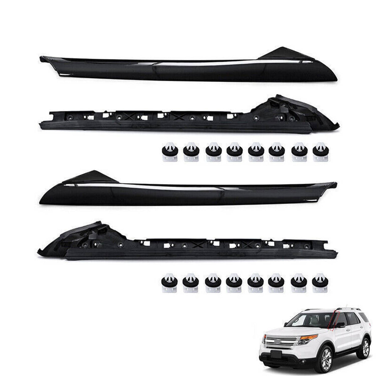 Solidspare 4Pcs Left & Right Side Windshield A Pillar Molding Trim for 11-19 Ford Explorer