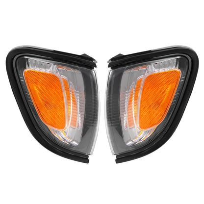 Solid Spare For 2001 2002 2003 2004 Toyota Tacoma White Headlights & Black Corner Light 4Pcs