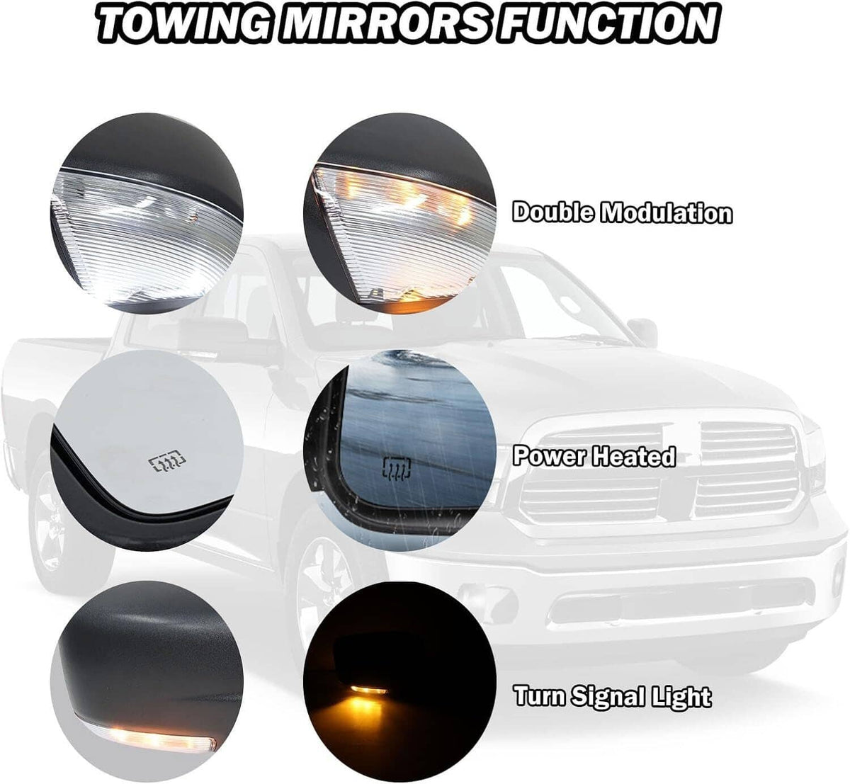 Solidspare Right/Passenger For 2013-2019 Dodge Ram 1500 Manual Fold + Heated Power Mirror