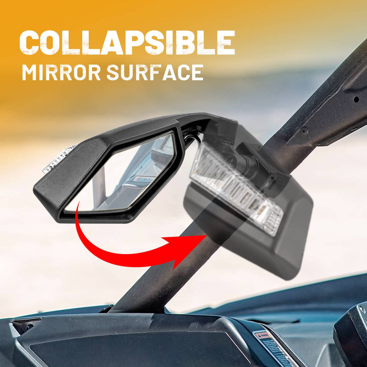 Solidspare LED Turn Signal Light Side View Mirrors UTV For Can-Am Polaris RZR PRO XP Yamaha