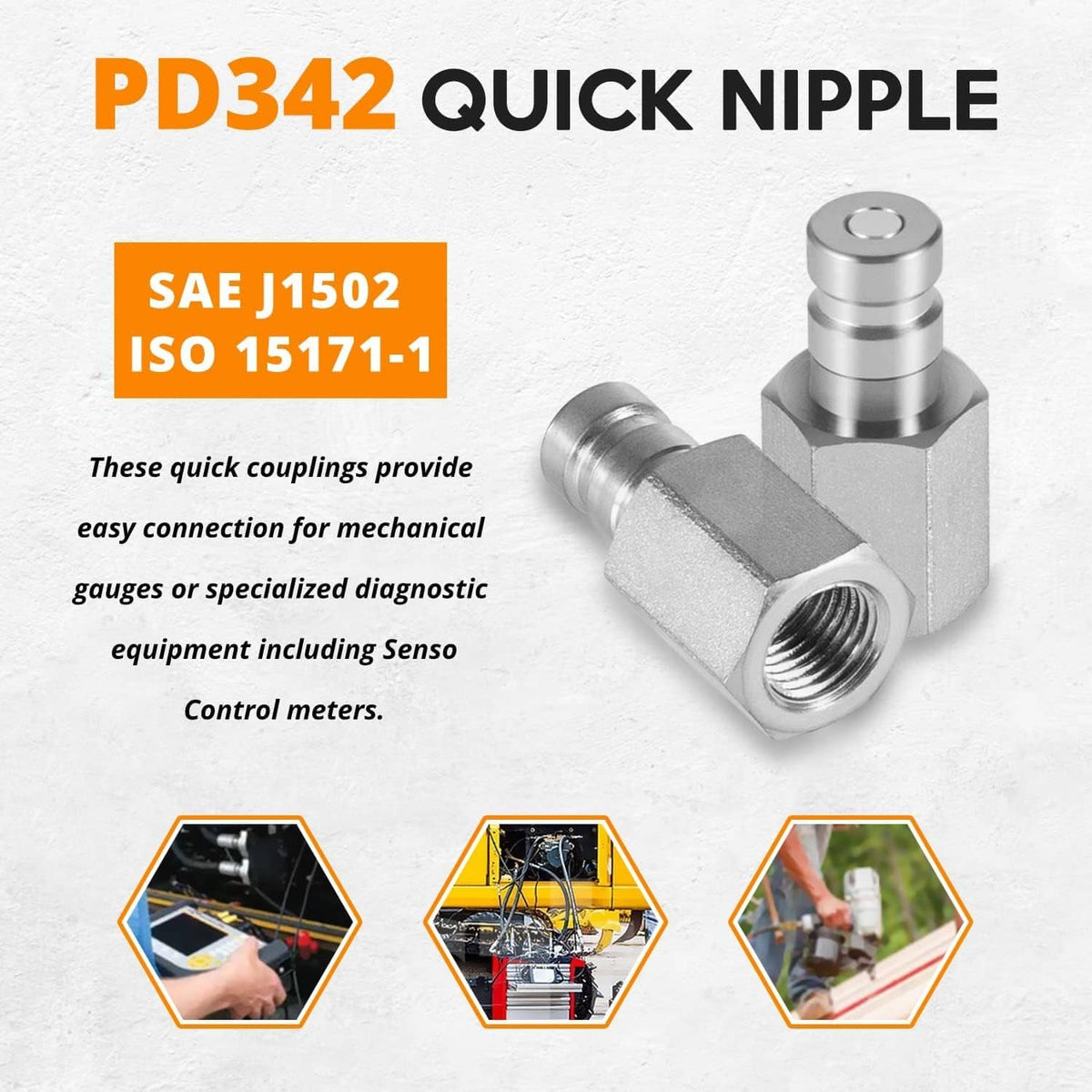 Solidspare PD342 Series PD Steel Test Port and Diagnostic Equipment Quick Nipple