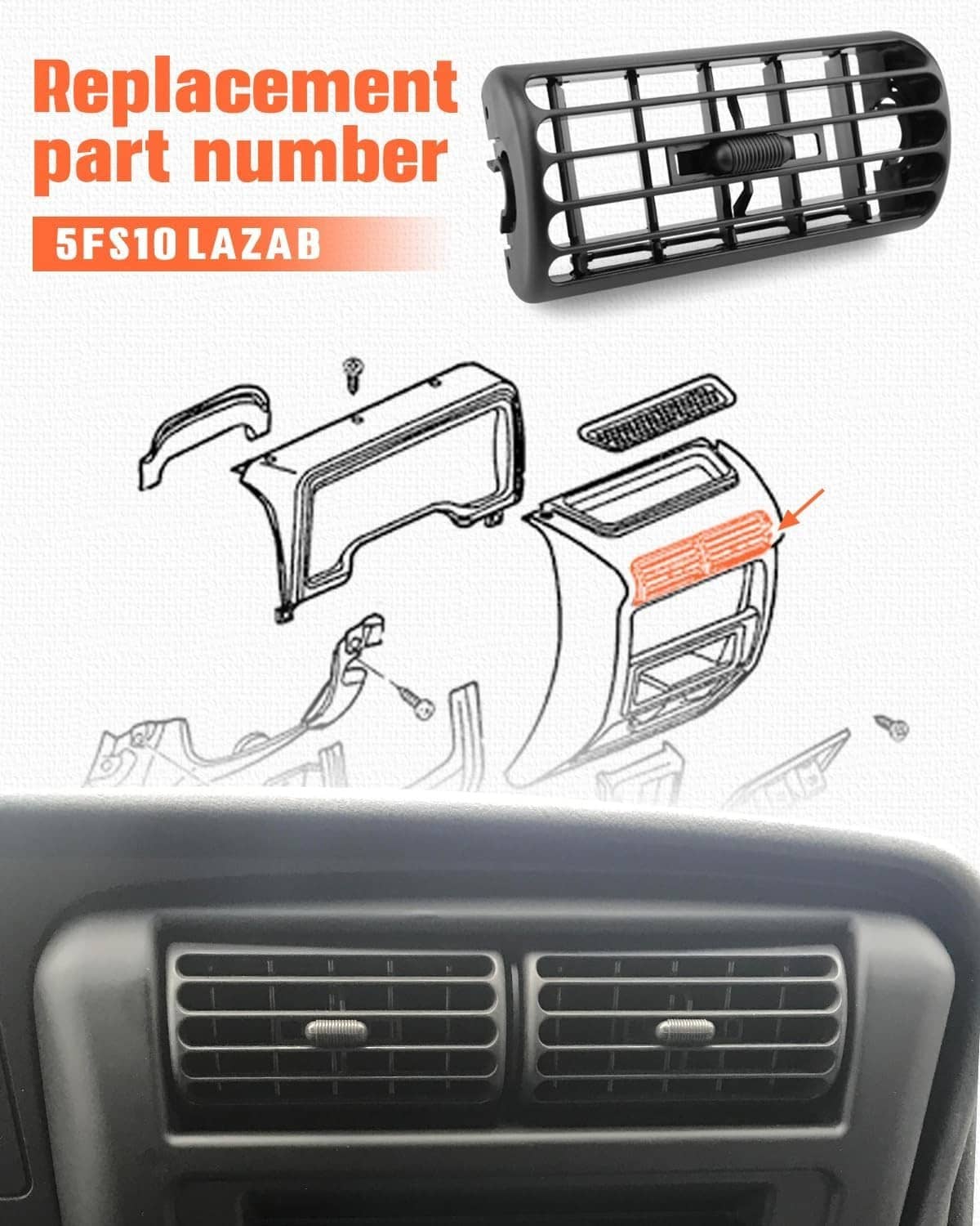 Solid Spare 1x Center Dash Air Vent Louver Outlet For Jeep Cherokee XJ 1997-2001 Wrangler TJ
