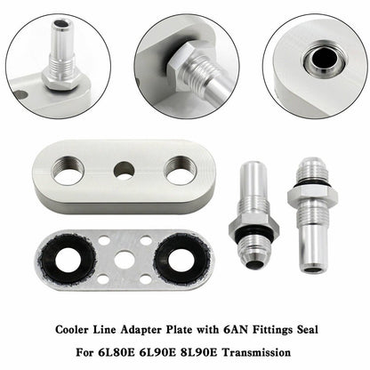 Solidspare Transmission Cooler Line Adapter Plate w/ 6AN Fittings Seal 6L80E 6L90E 8L90E