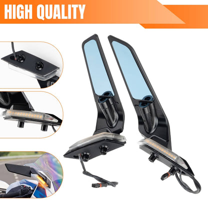 Solidspare Rearview Wing Mirrors with LED Turn Signal Light for BMW S1000RR 2019-2024 2025