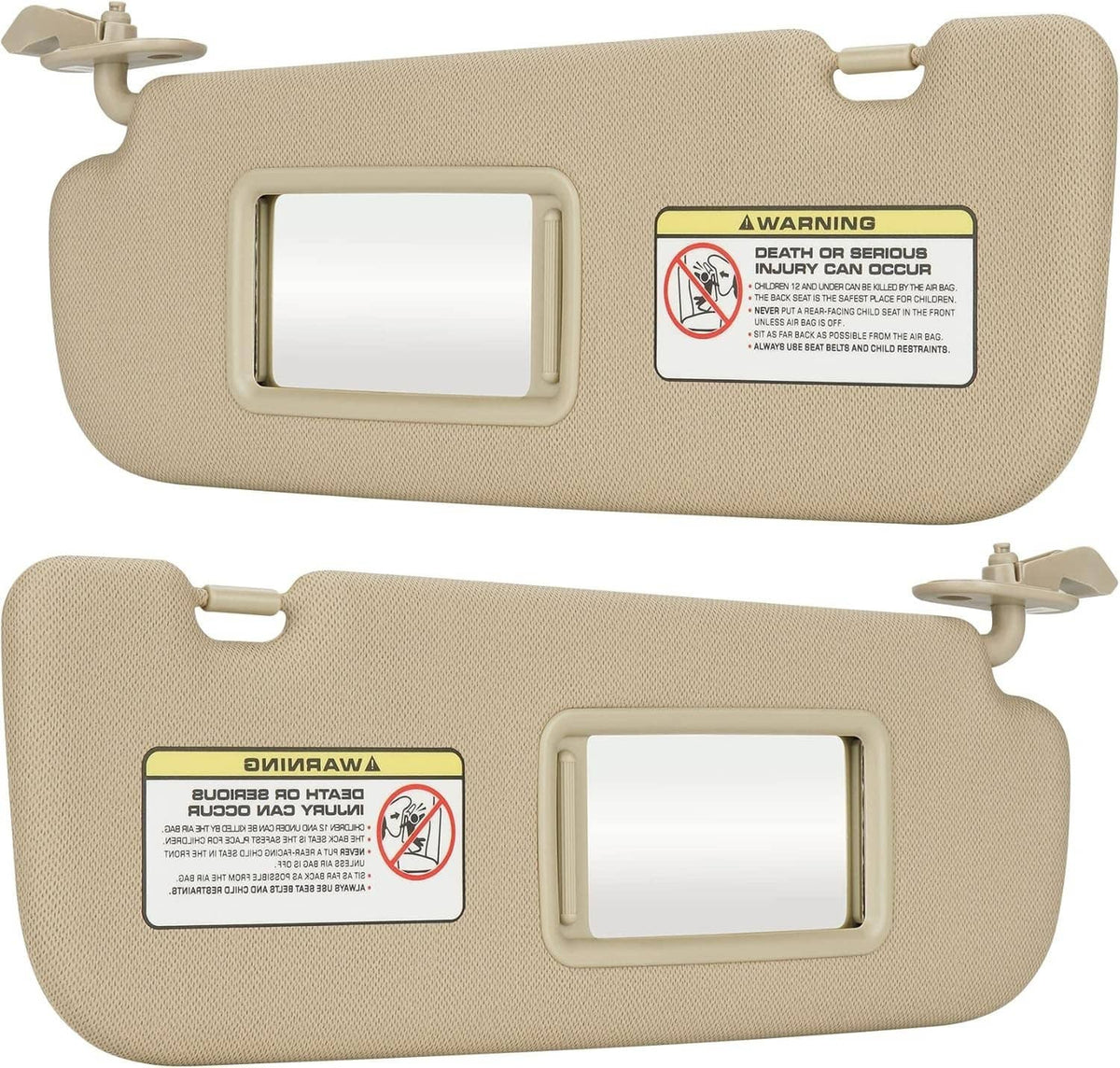 Solidspare Pair For 2011-2015 Hyundai Elantra Beige Sun Visor w/Mirror Right + Left Side