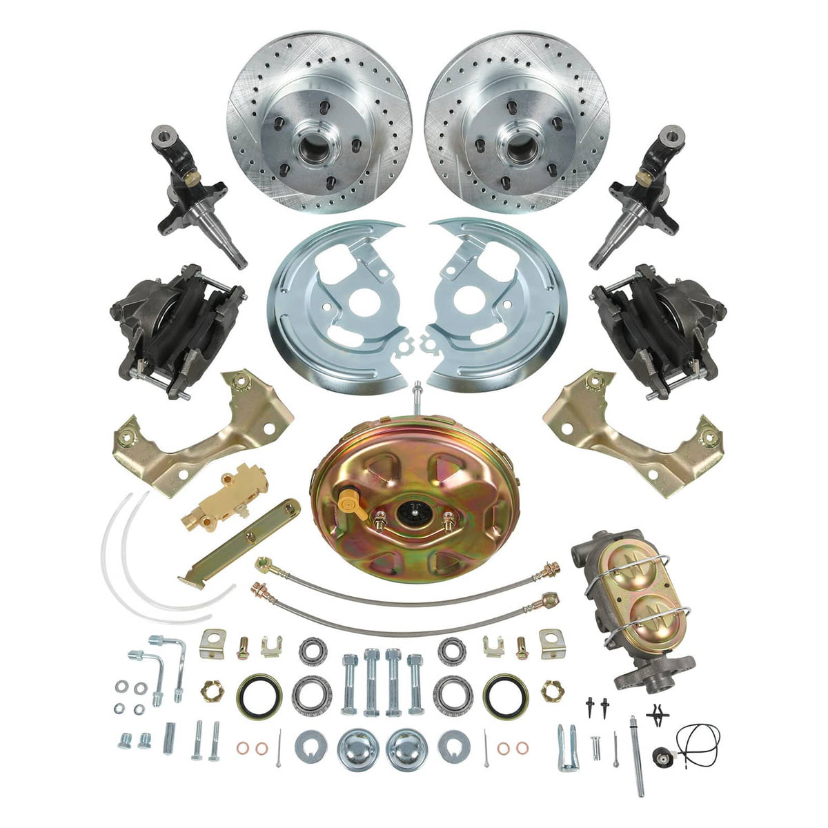 Solidspare Power Disc Brake Conversion Kit, Drilled & Slotted Rotors For Camaro 1967-1969