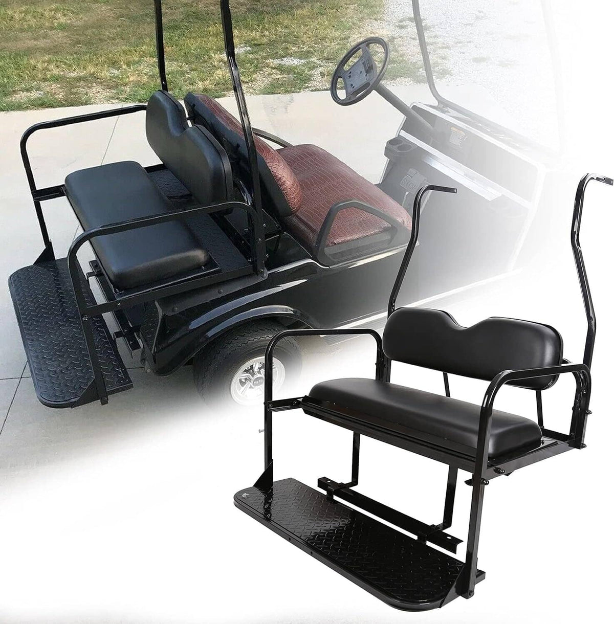 Solidspare For 2000-2013 Club Car DS Golf Cart Flip Folding Rear Seat Kit Back Seat