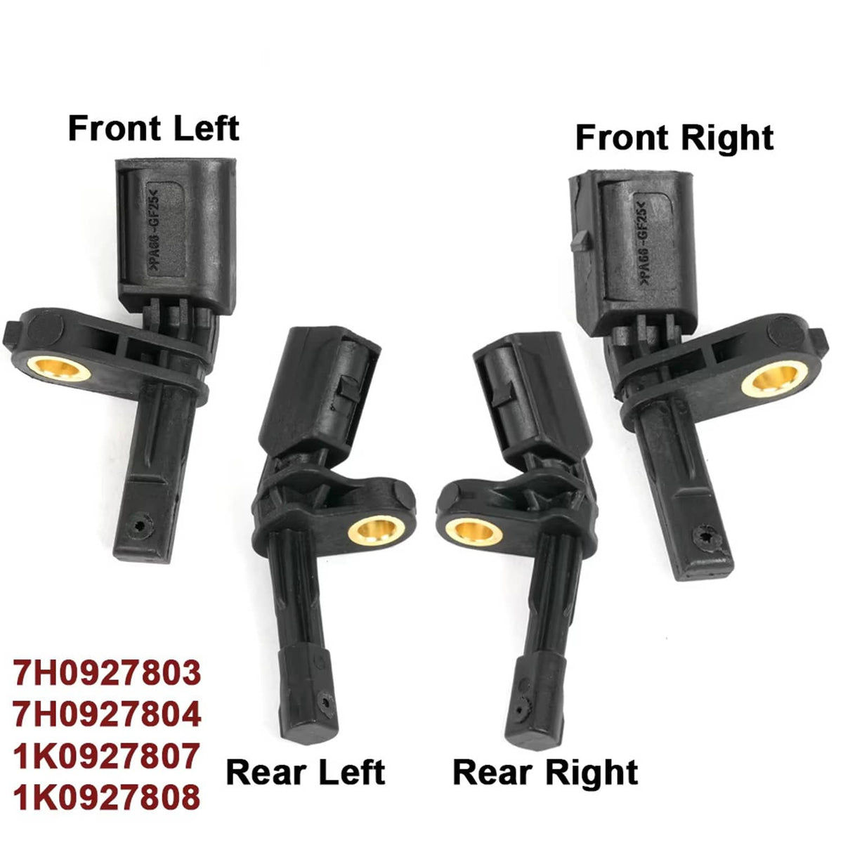 Solid Spare 4 ABS Wheel Speed Sensor Front Rear Left & Right for Audi & Volkswagen Set US
