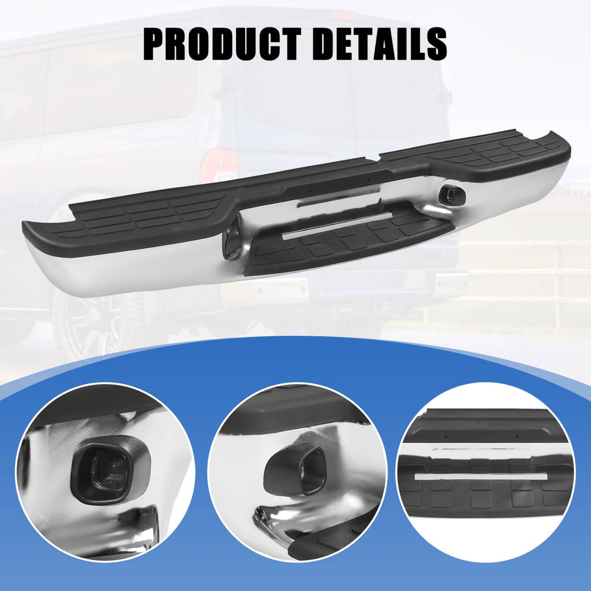 Solidspare Chrome Rear Step Bumper Assembly For 1998-2004 Chevy S10 GMC Sonoma Fleetside