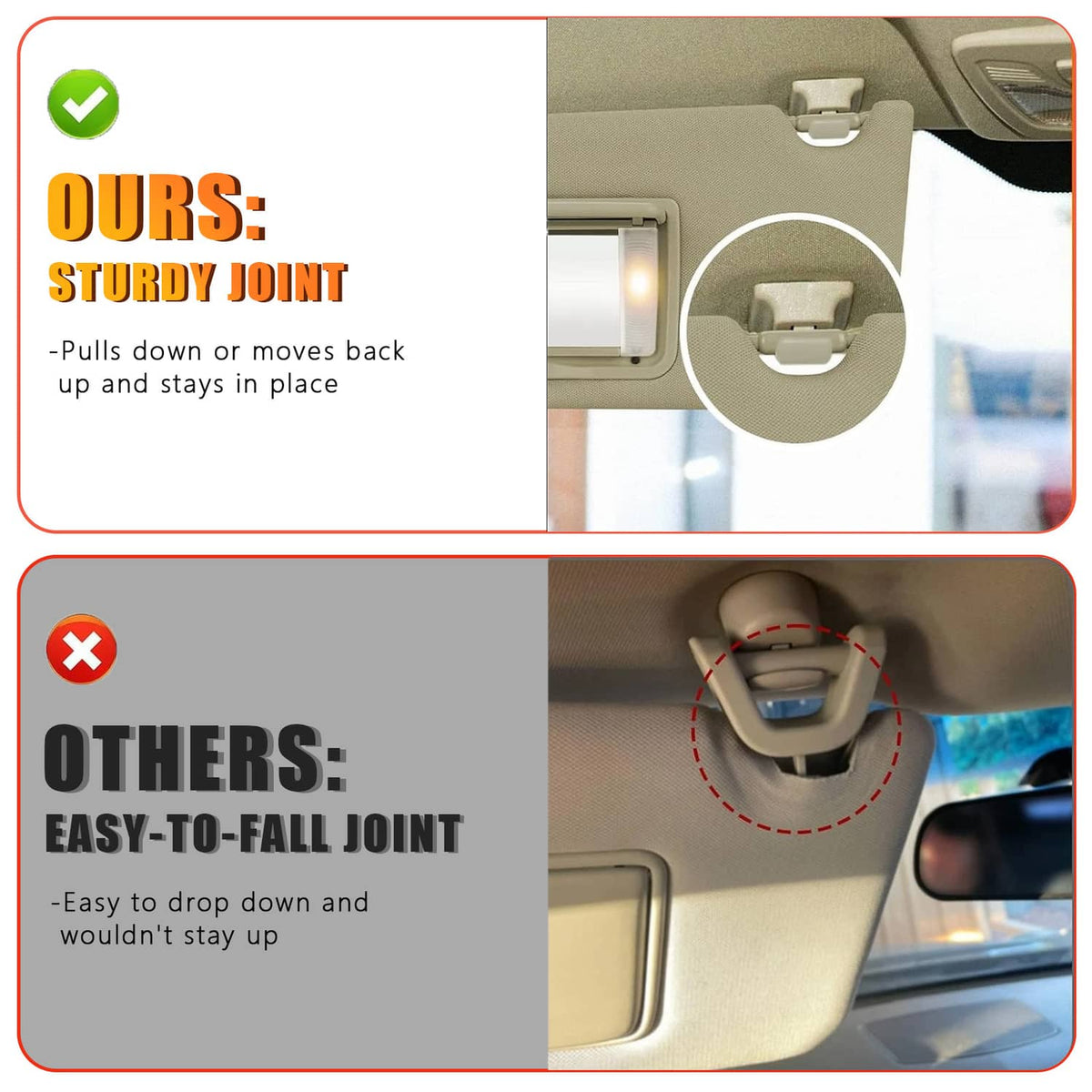 Solidspare 2Pcs Tan Sun Visor w/ Light & Mirror 83280-TA5-A51ZA For 2008-2017 Honda Accord