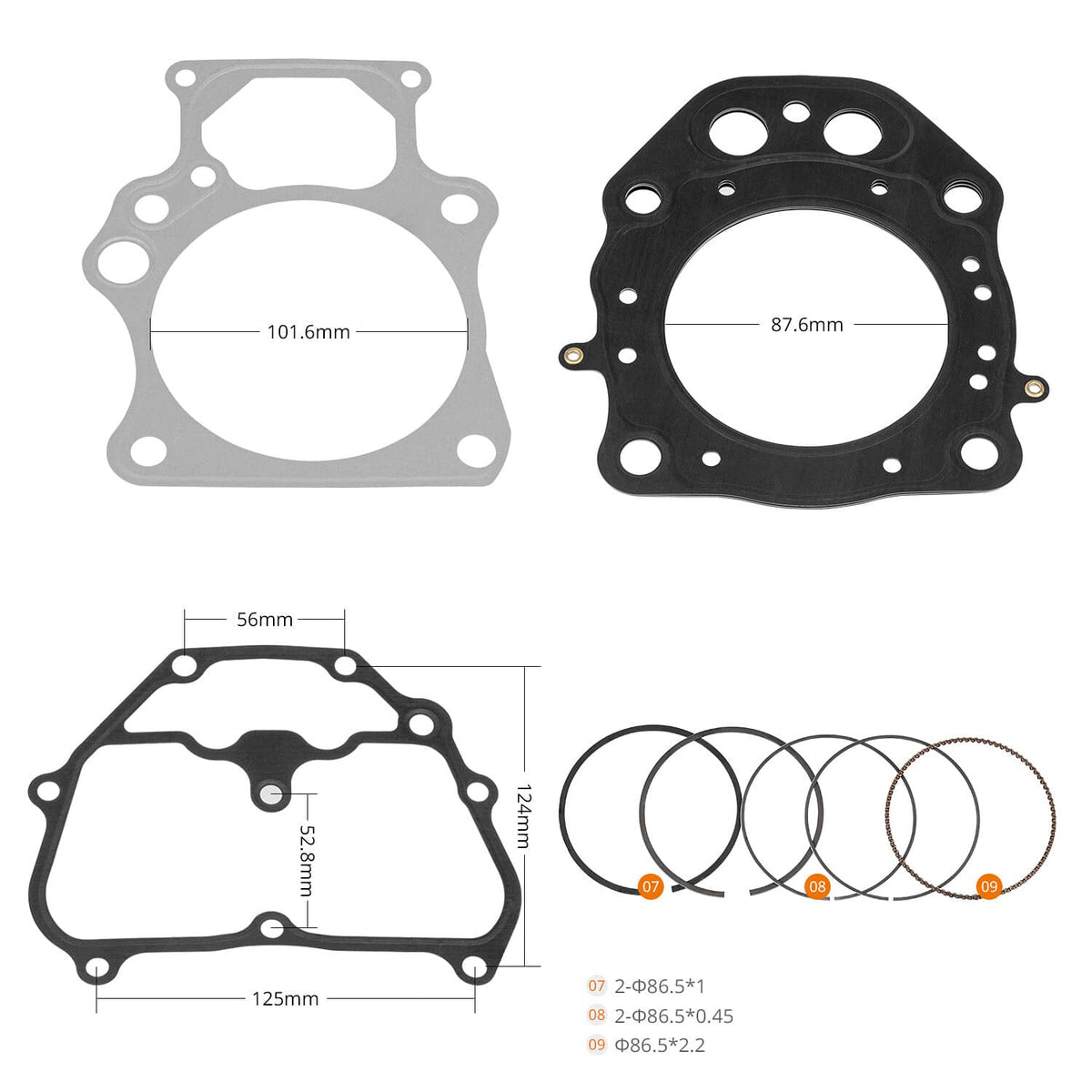 Solidspare New Top End Rebuild Kit With Cylinder 12100-HP7-A00 For Honda TRX420 Rancher