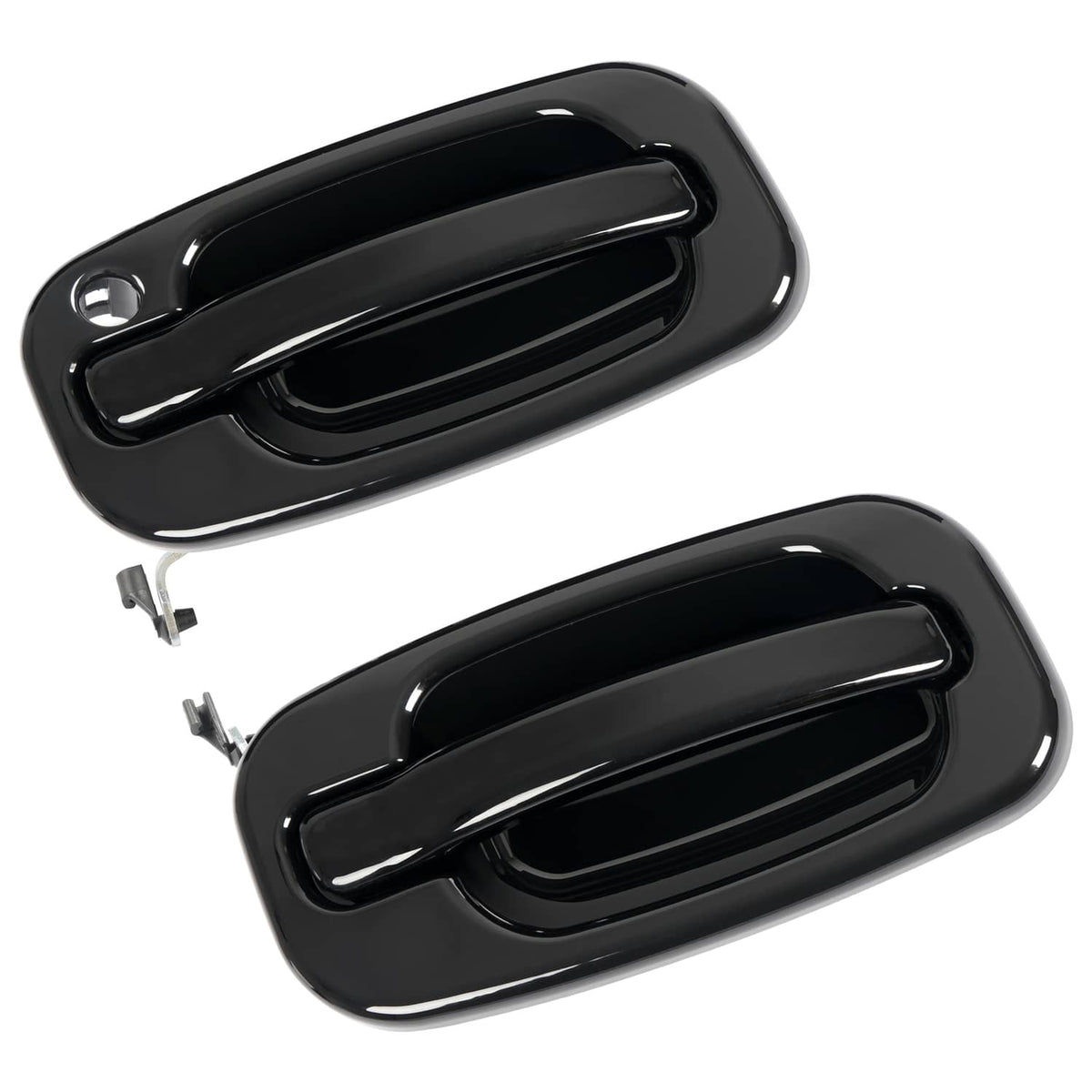 Solid Spare Door Handle Set For Chevy Silverado 1500 1999-2006 Smooth Black Front Outer 2PCS