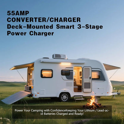 Solidspare WF-9855 RV Converter 55 Amp Deck Power Converter Charger RV Trailer Camper 12V