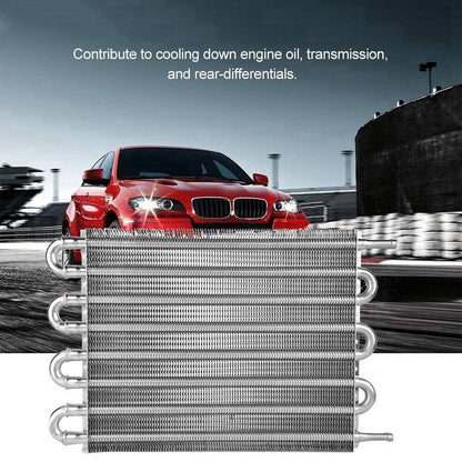 Solidspare 8 Rows Universal Aluminum Remote Transmission Oil Cooler Radiator Converter Kits