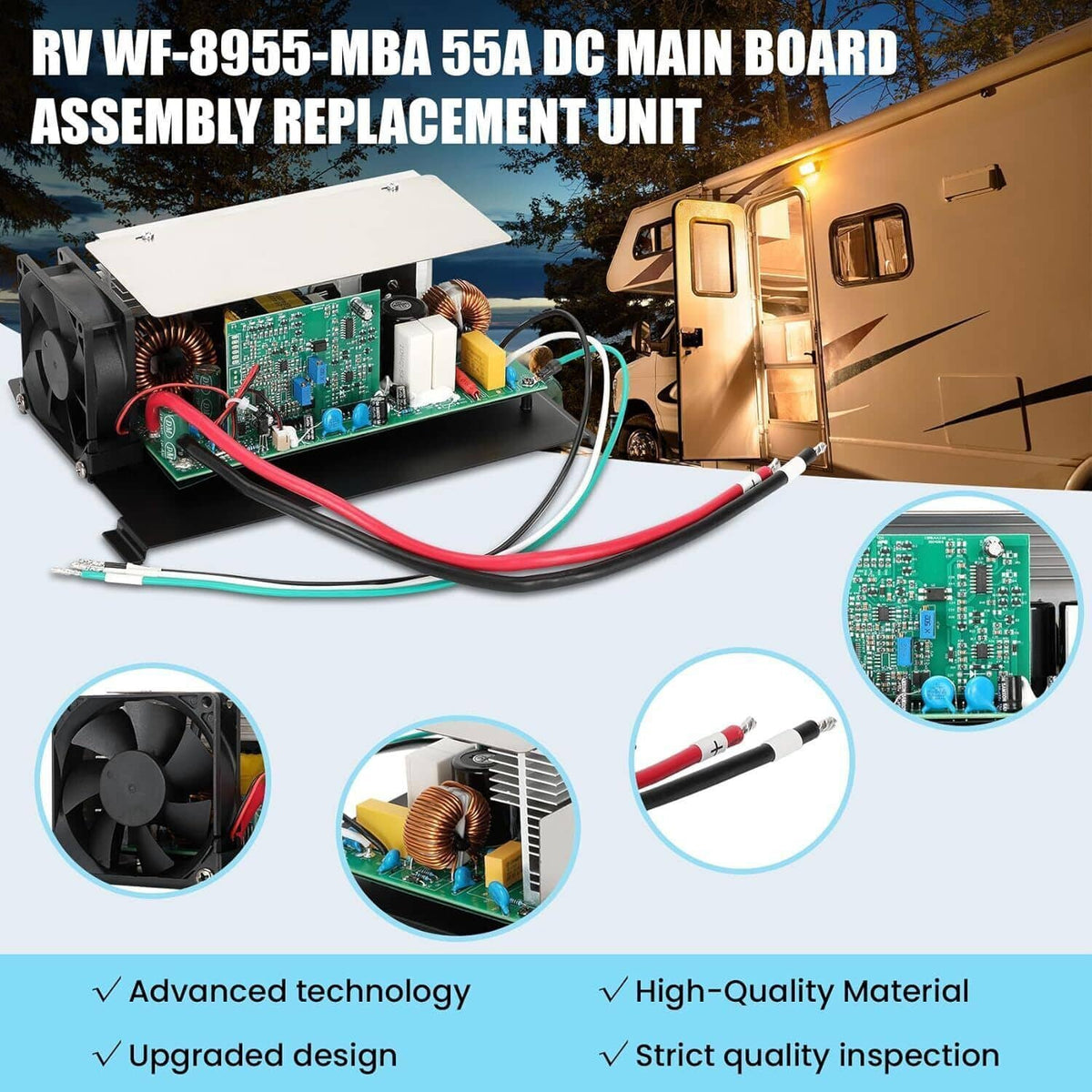 Solidspare 55 AMP 12V WF-8955-MBA RV Power Converter For Parallax 7145 7155 WF-8955 WF-8900