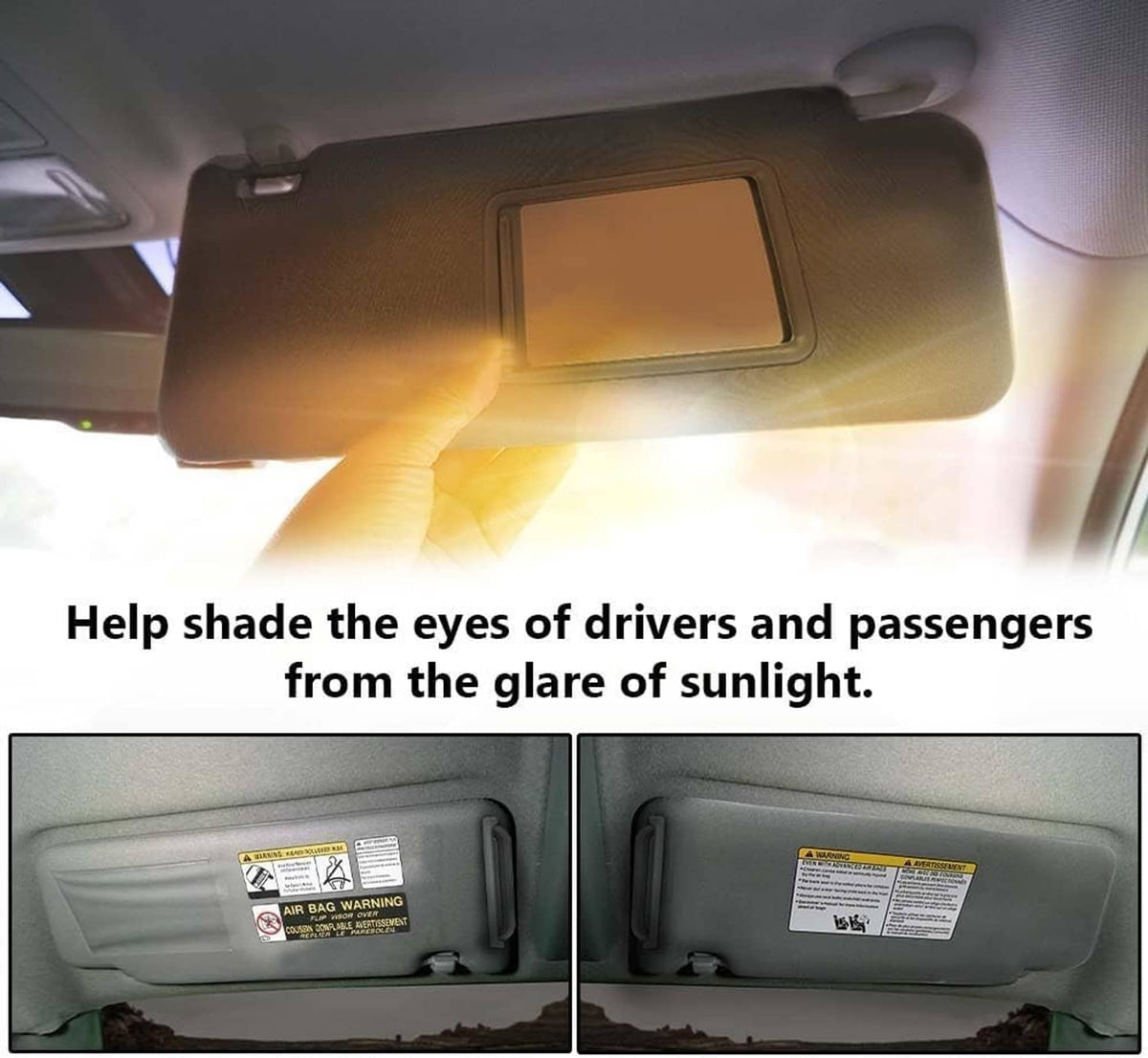 Solidspare Pair Sun Visor LH Driver & RH Passenger Side For 2005-2015 Toyota Tacoma Gray